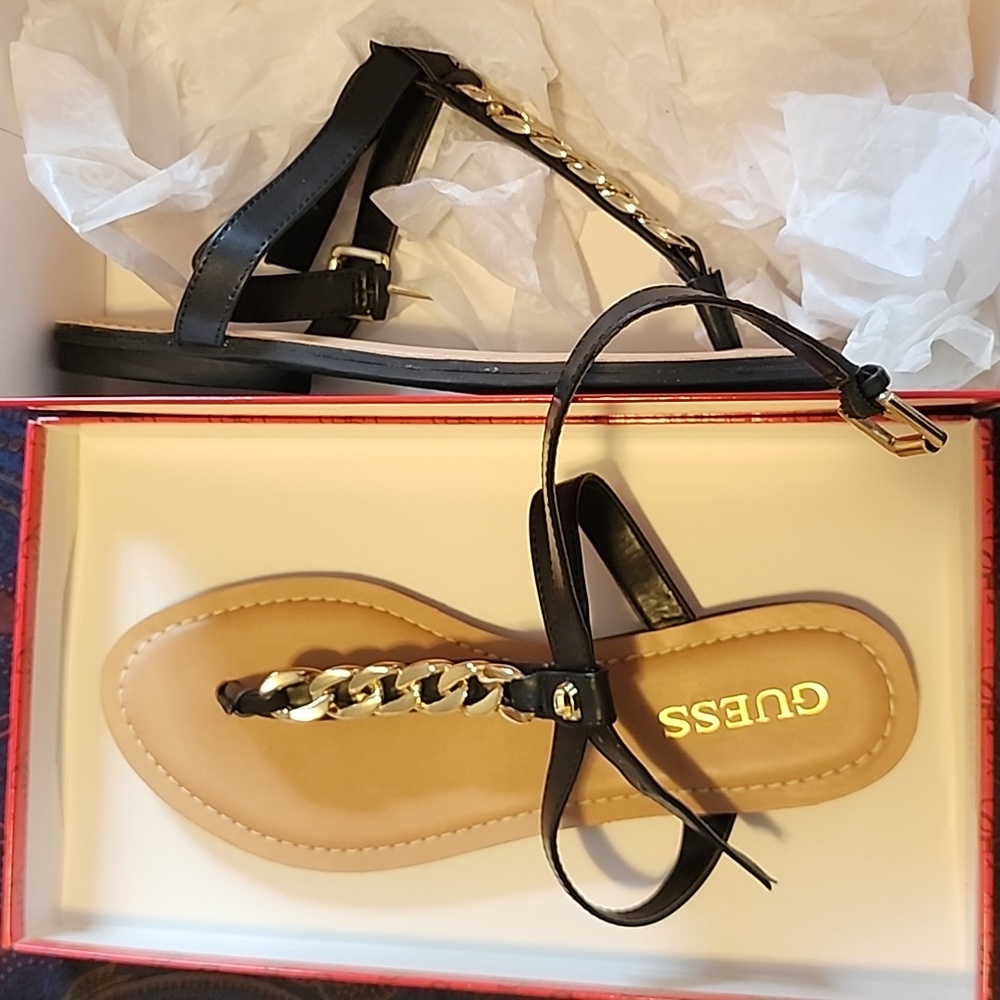 Guess Gold Accent Sandals New in Box